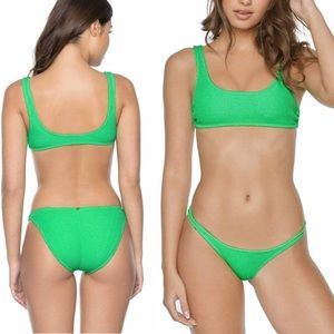 PILYQ Kiwi Ring Side Halter & High Cut Bottom NWT